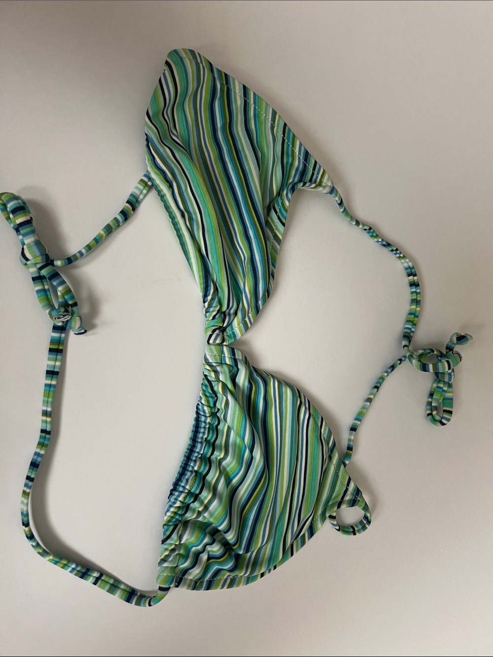 Old Navy Blue Green Striped Triangle Bikini Top